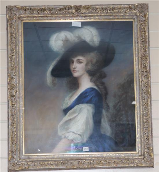 After Gainsborough, pastel, Portrait of Mrs Milne, 74 x 61cm